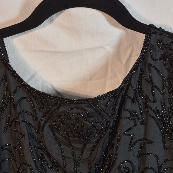 BEADED VEST 100% SILK BLACK SZ 1X Angels - Picture 7 of 8